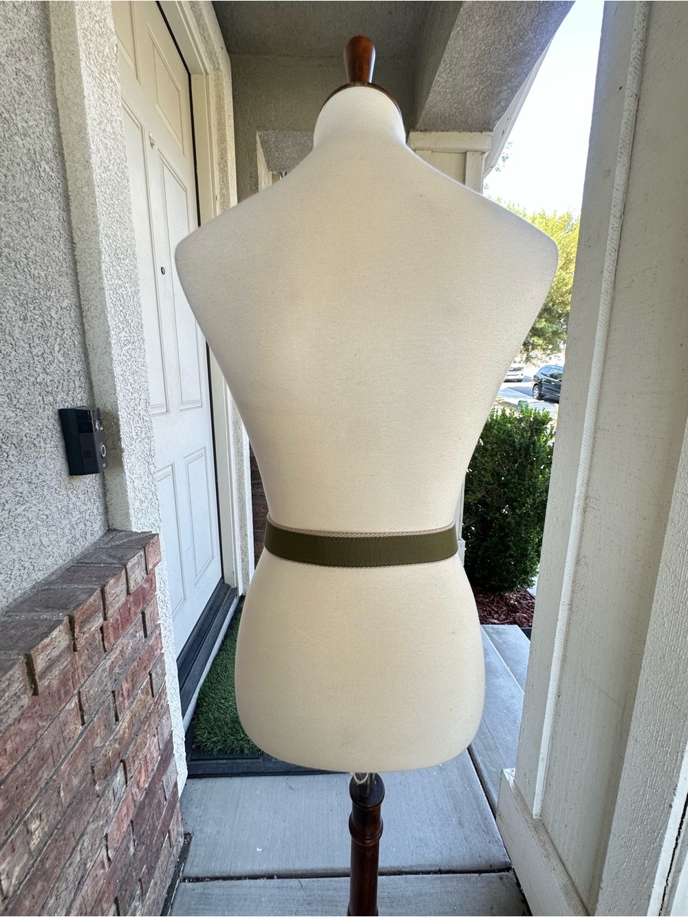 Woolrich Olive Canvas D-Ring Belt with Contrast Edge - Picture 3 of 4
